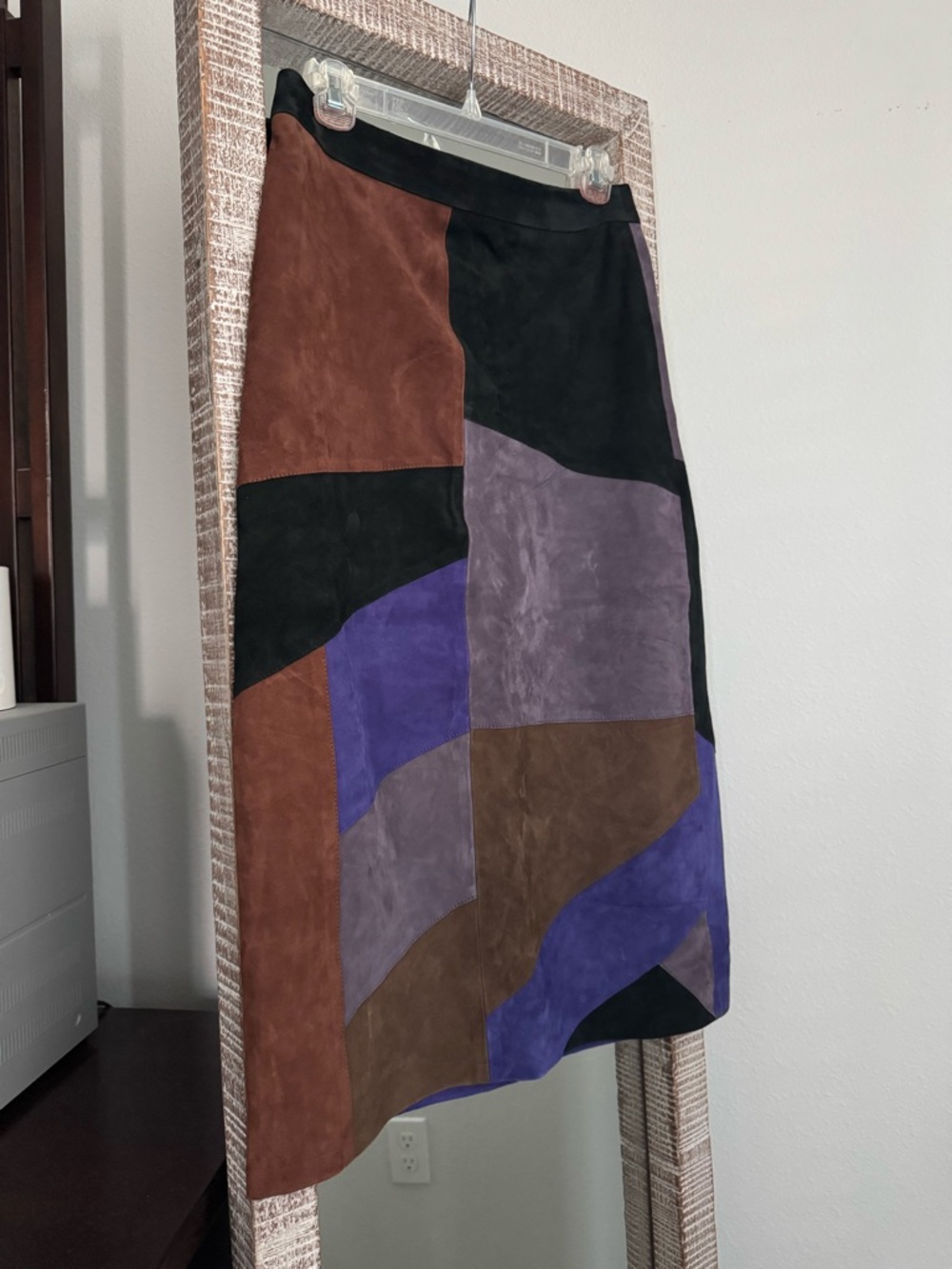 Sezane Magalia Skirt in Suede Patchwork Retro - Picture 2 of 8